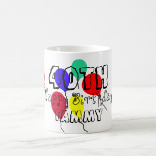 Caneca De Café Os balões do aniversário de 40 anos personalizaram