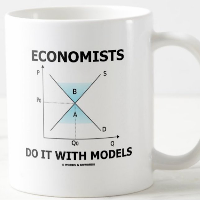 Caneca De Café Os Economistas Fazem Isso Com Modelos (Humor Econô (Mug featuring supply-and-demand econ humor for any economist, econ major, or econ teacher)