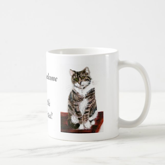Caneca De Café Os gatos de gato malhado bonitos são bem-vindos (Direita)