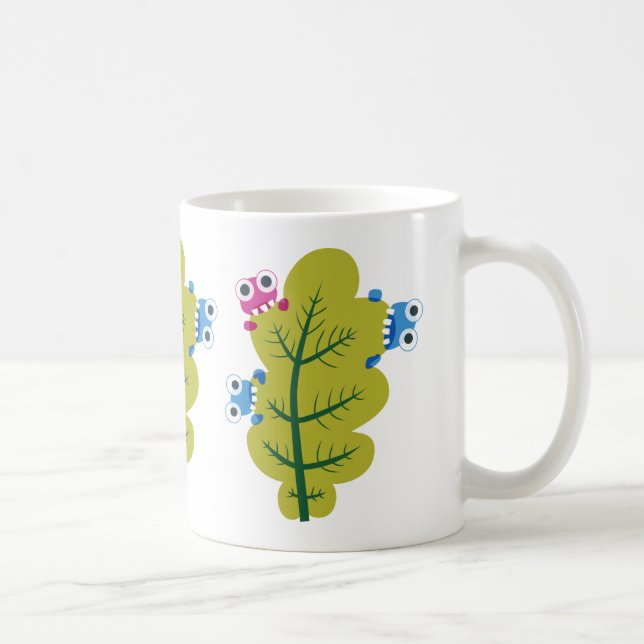 Caneca De Café Os insetos bonitos comem a folha verde (Direita)