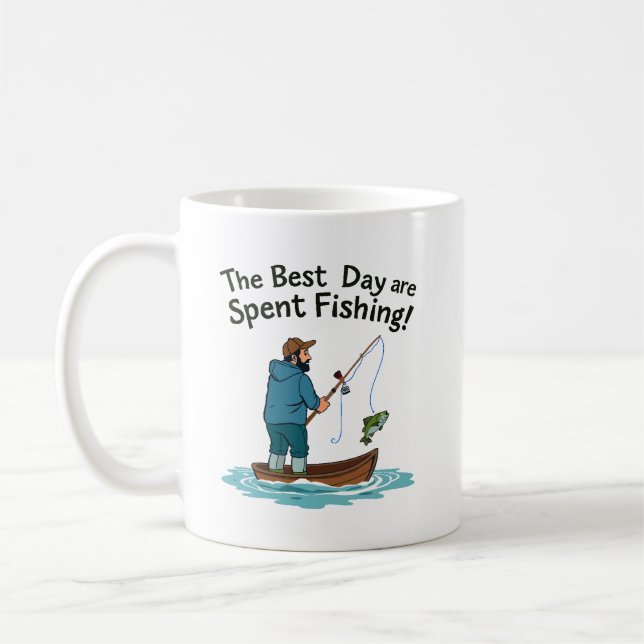 Caneca De Café Os Melhores Dias São Passados Pescando (Esquerda)