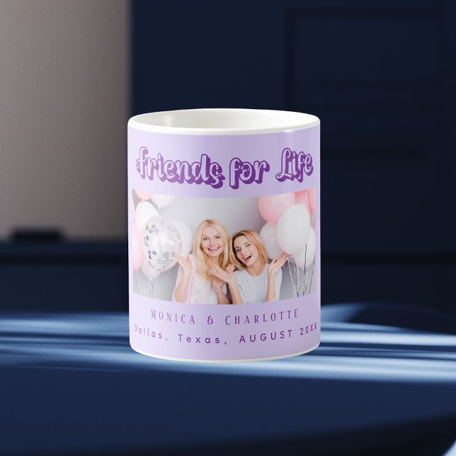 Caneca De Café Os melhores nomes de fotos dos amigos violeta roxo (Criador carregado)