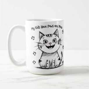 Caneca De Café Os Meus Filhos Têm Patas E Miau - Engraçados Desen