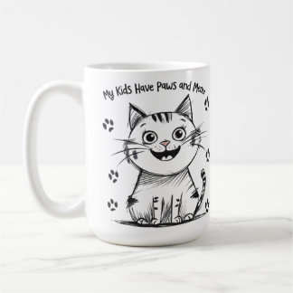 Caneca De Café Os Meus Filhos Têm Patas E Miau - Engraçados Desen