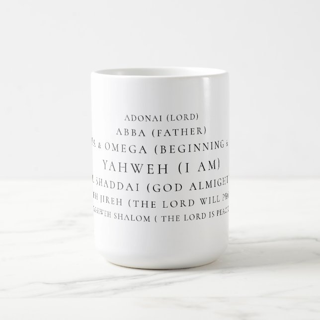 Caneca De Café Os Nomes de Deus da Tipografia Cristã (Centro)