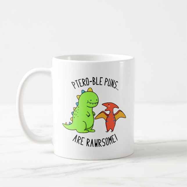Caneca De Café Os Peitos De Ptero São Engraçados Dinossauro Engra (Esquerda)