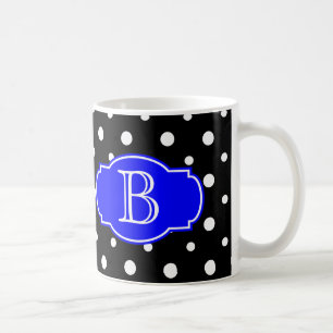 Caneca De Café Os pontos pretos & brancos com azul, adicionam sua