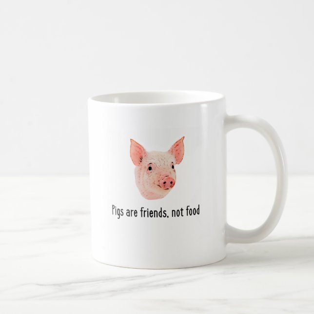 Caneca De Café Os porcos são amigos, não design da comida (Direita)