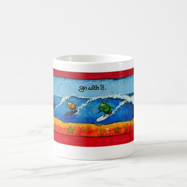 Caneca De Café Os porcos surfando "vão com ele " (Centro)