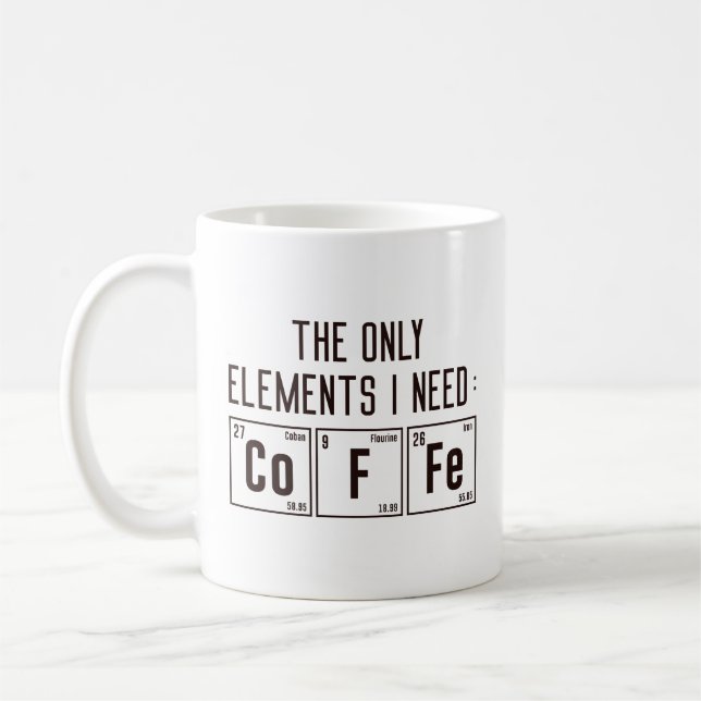 Caneca De Café Os únicos elementos de que preciso (Esquerda)