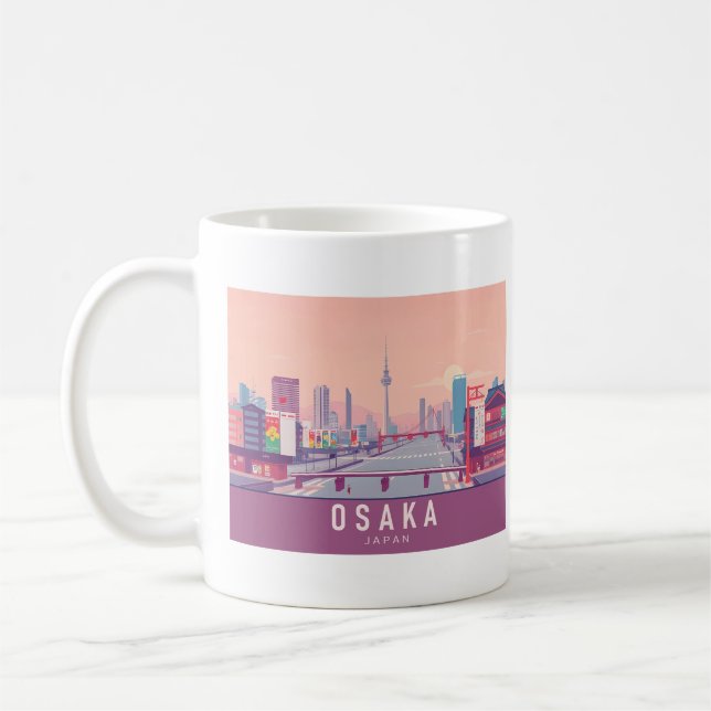 Caneca De Café Osaka Japan Pastel Viagem Design (Esquerda)
