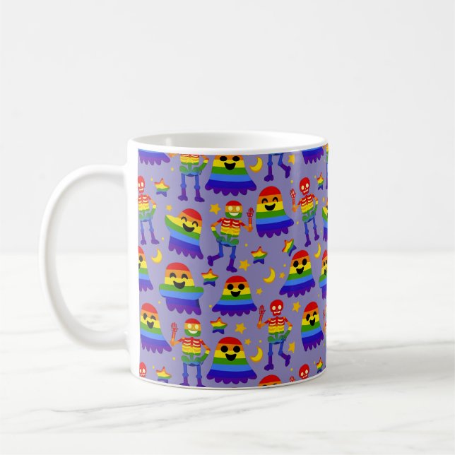 Caneca De Café 🦇🌈 Ossos e Estrelas Arco-íris (Esquerda)