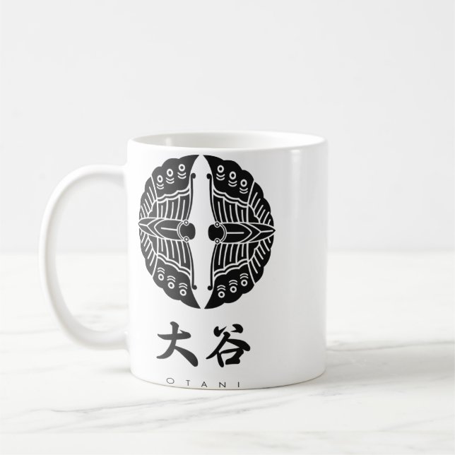 Caneca De Café Otani Clan kamon com nome de clã (Esquerda)