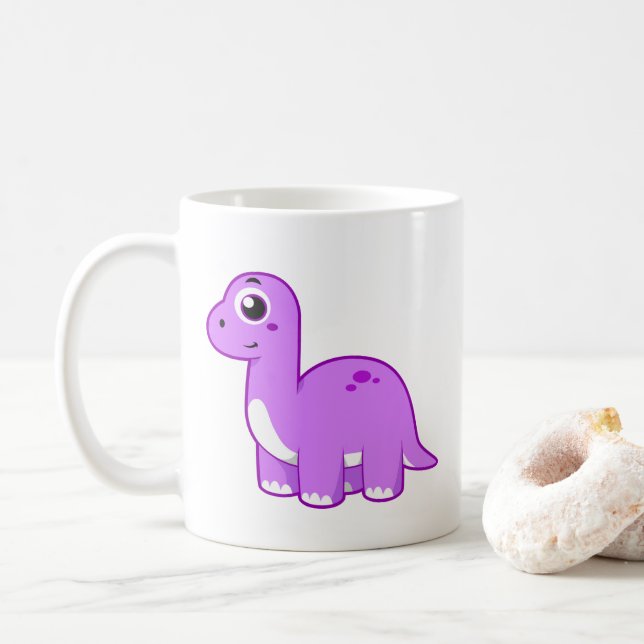 Caneca De Café Ótima Ilustração De Um Dinossauro Brontossauro. (Com Donut)