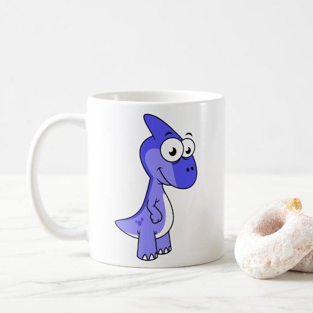 Caneca De Café Ótima Ilustração De Um Dinossauro Parasaurolofico. (Com Donut)