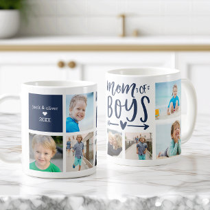Caneca De Café Ótima mãe da Colagem de Fotos de Meninos
