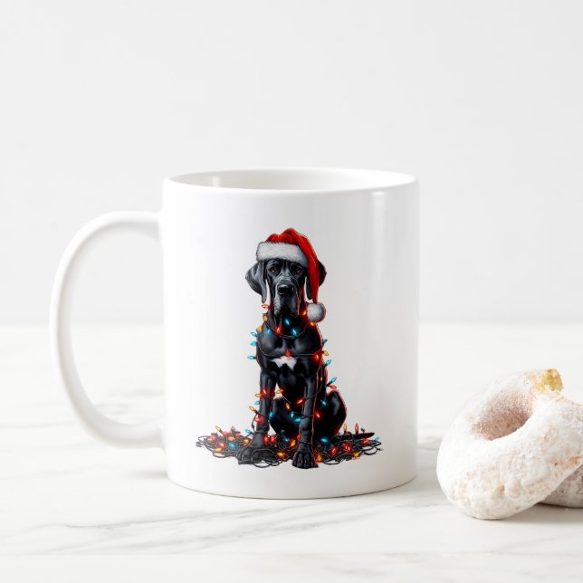 Caneca De Café Ótimo Cachorro Dane Puppy Natal (Com Donut)