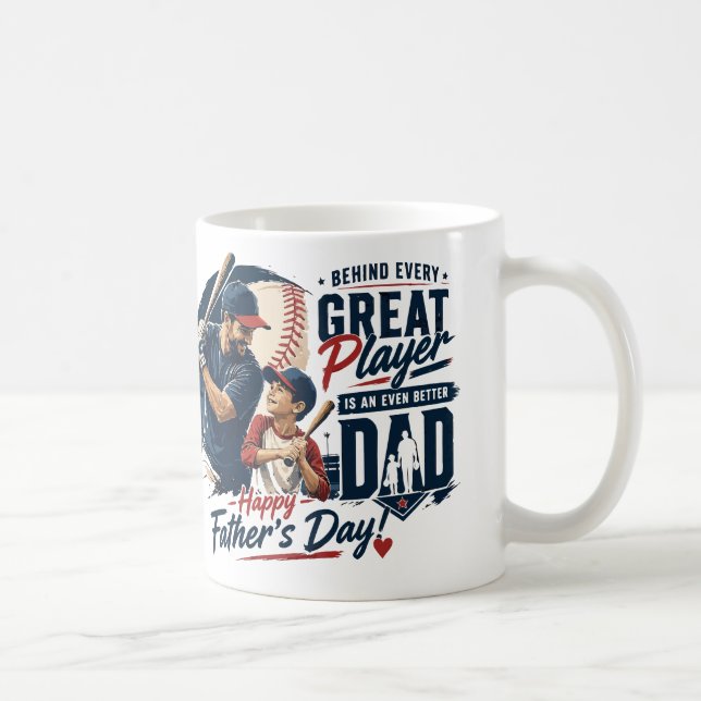 Caneca De Café Ótimo Design personalizado de basebol para papai m (Direita)