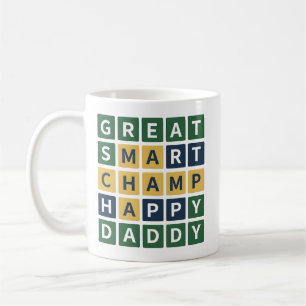 Caneca De Café ÓTIMO PAI INTELIGENTE CAMPEÃO FELIZ Estilo Wordle 