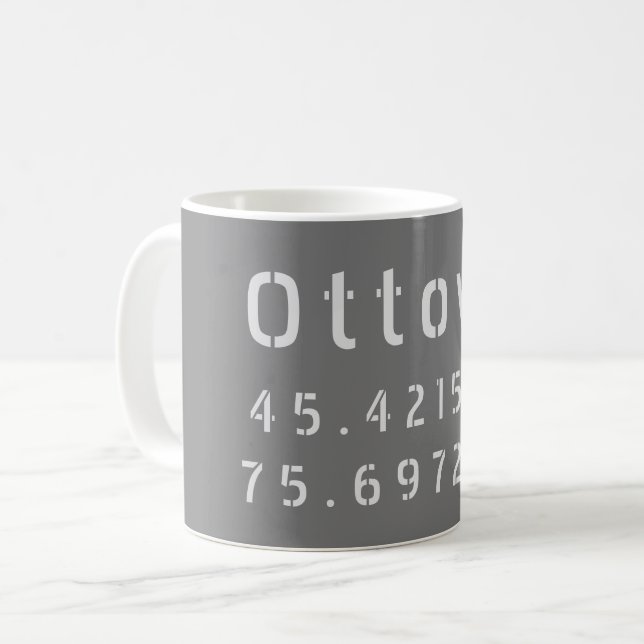 Caneca De Café Ottawa Ontario Latitude & Longitude (Frente Esquerda)