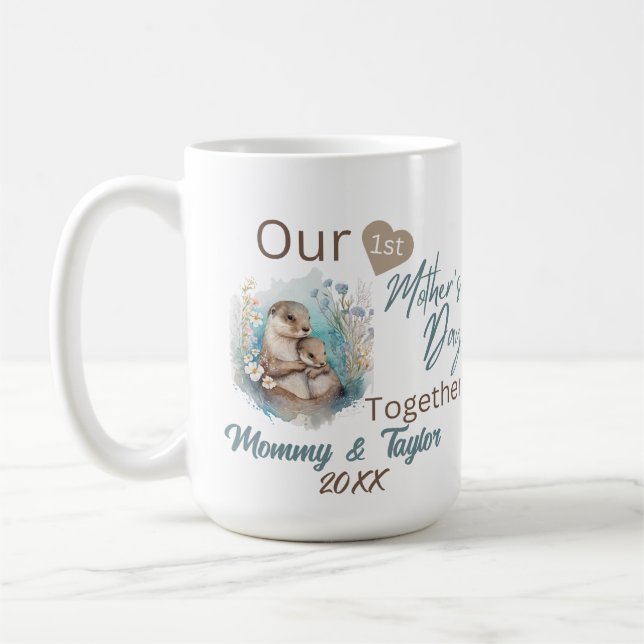 Caneca De Café Otter e Baby, Nosso primeiro Dia de as mães Juntos (Esquerda)