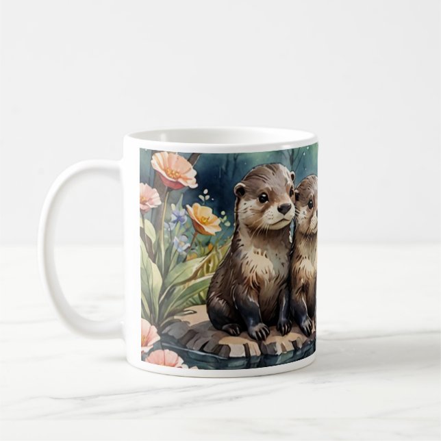 Caneca De Café Otter Mug - Família de Otters (Esquerda)