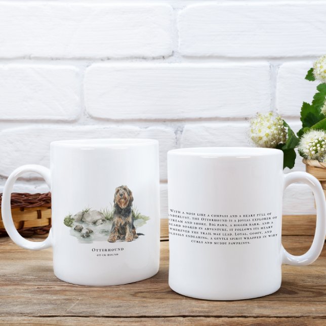 Caneca De Café Otterhound | Aquarela de Cachorro e Citação da Raç (Criador carregado)