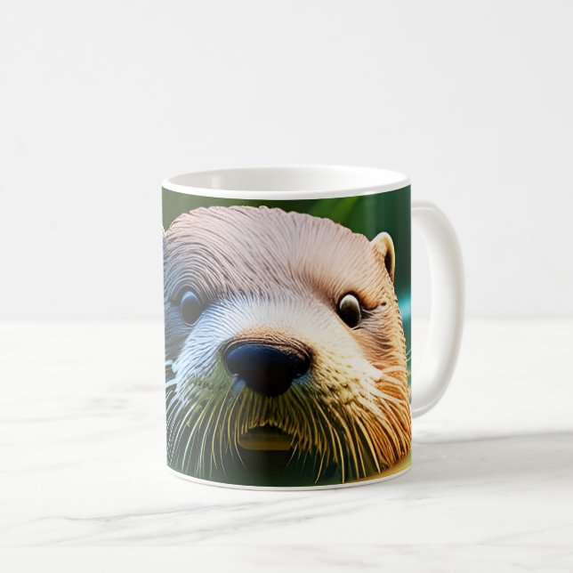 Caneca De Café Otterly Adorable - AI Fantasy Digital Art Print  (Frente Esquerda)