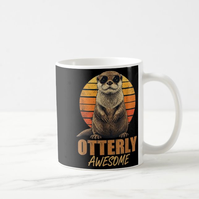 Caneca De Café Otterly Awesome Retro Sunset Sea Otter Lover Graph (Direita)