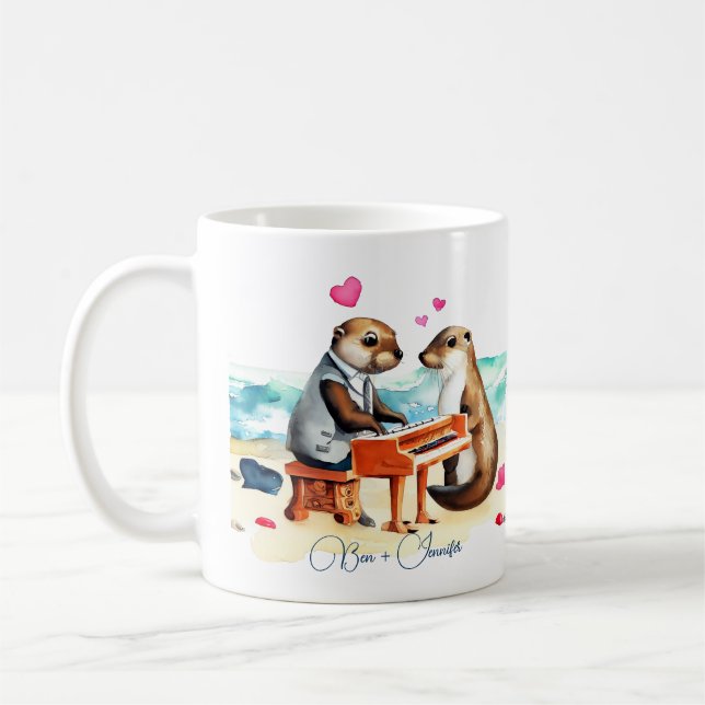 Caneca De Café Otters Couple in Love (Esquerda)