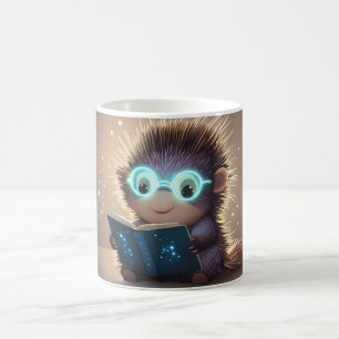 Caneca De Café ouriço antropomórfico fofo, usando luzes