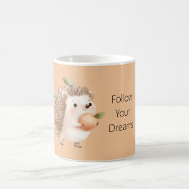 Caneca De Café Ouriço de Pêssego Folhas Verdes Sonhos
