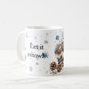 Caneca De Café Ouriço Flocos de Neve de Inverno Deixe nevar Natal