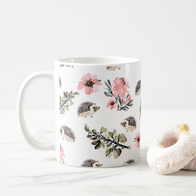 Caneca De Café Ouriço floral (Com Donut)