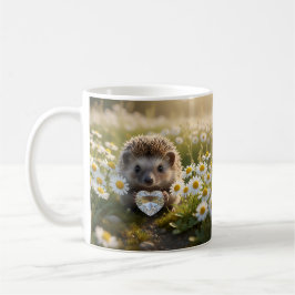 Caneca De Café ouriço fofo de abril com coração de diamante