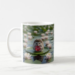 Caneca De Café ouriço fofo de julho com coração de rubi