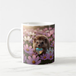 Caneca De Café ouriço fofo de outubro com coração de opala