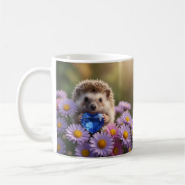 Caneca De Café ouriço fofo de setembro com coração de safira