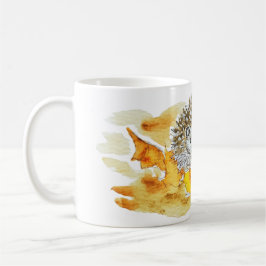 Caneca De Café ouriço no Outono Folhas