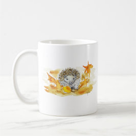 Caneca De Café ouriço no outono folhas