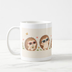 Caneca De Café ouriços fofos com padrão de óculos de sol Adorável