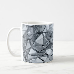 Caneca De Café Ouro 3D Metal: Fundo Geométrico