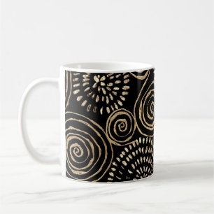 Caneca De Café Ouro, abstrato, textura sem costura, espirais de b