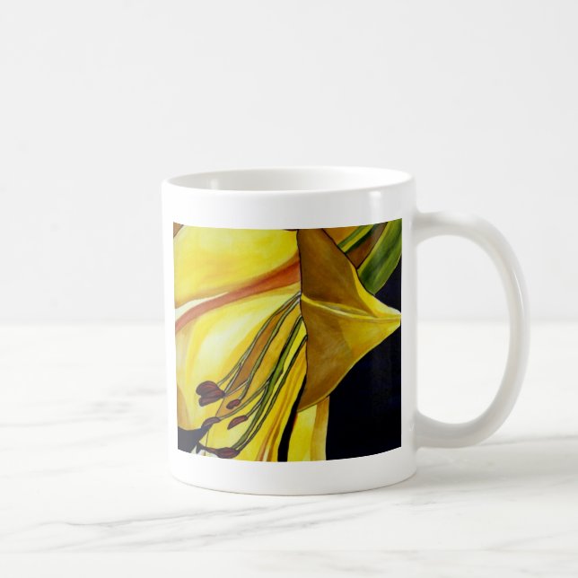 Caneca De Café Ouro Amarelo Esplendor Lily Arte original (Direita)