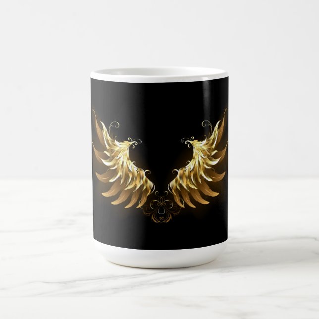 Caneca De Café Ouro Angel Wings sobre fundo preto (Centro)