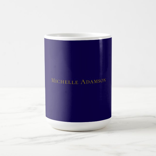 Caneca De Café Ouro & Azul Cor Profissional Simples Moderno (Centro)