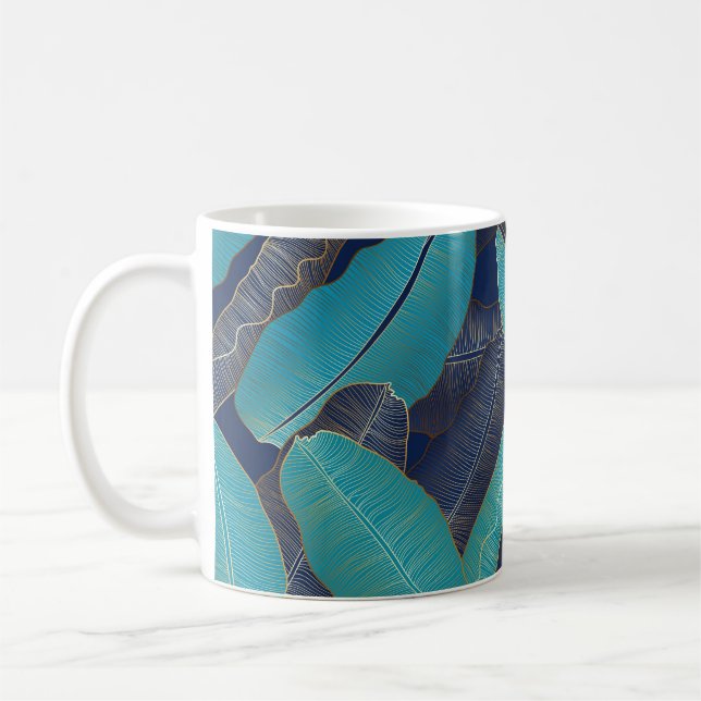 Caneca De Café Ouro Banana Leaf: Padrão De Luxo. (Esquerda)