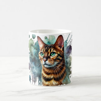 Caneca De Café Ouro Bengala Cat Watercolor