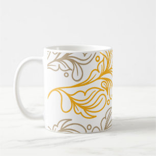 Caneca De Café Ouro Boho Leaf Design