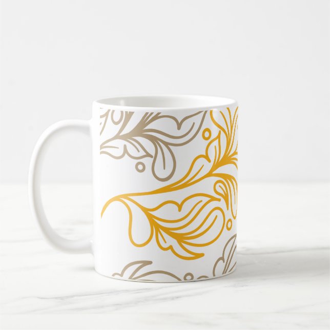 Caneca De Café Ouro Boho Leaf Design (Esquerda)